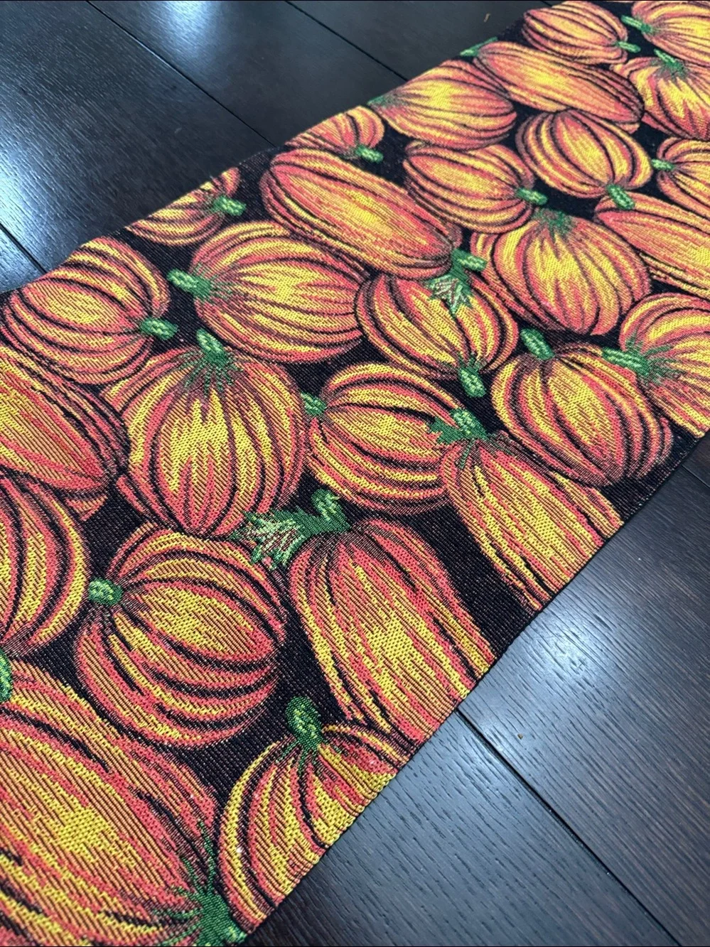 Autumn tapestry style pumpkin Table Runner Orange Harvest Design fall decor